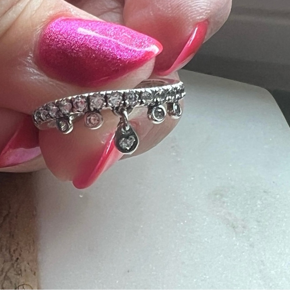 Pandora Elegant Silver Crystal Drop Ring Sterling silver